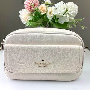 Kate Spade K6057 Rosie Pebbled Leather Flap Camera Bag in Parchment Multi